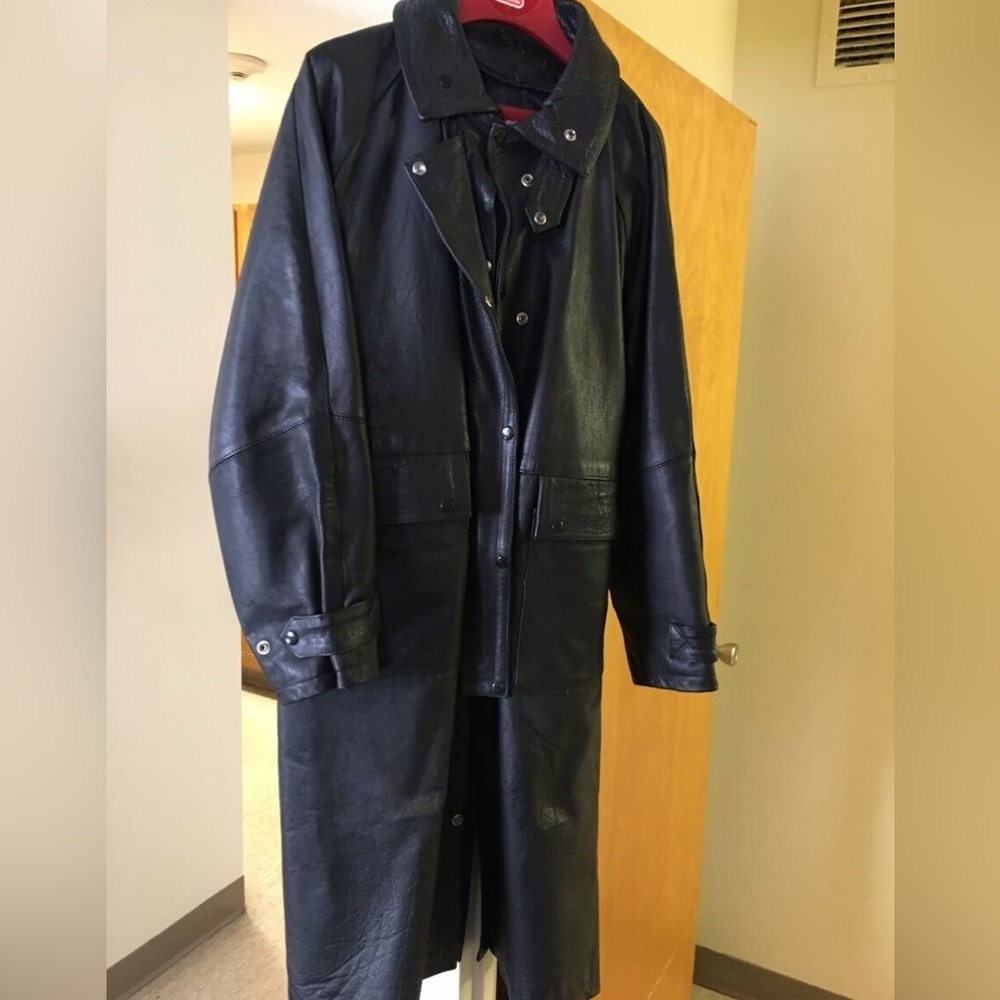 Men's Medium Vintage Motorcycle Leather Duster Jacket